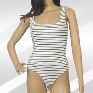 2/$30 Lulus Black and White Bodysuit Size S | Sleek Modern One-Piece